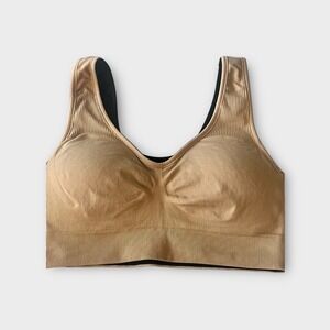 Spanx Breast Of Both Worlds Wireless Reversible Comfort Bra Size S/P Black Beige